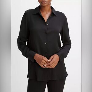 Vince Slim Fit Silk Blouse Size Medium Black